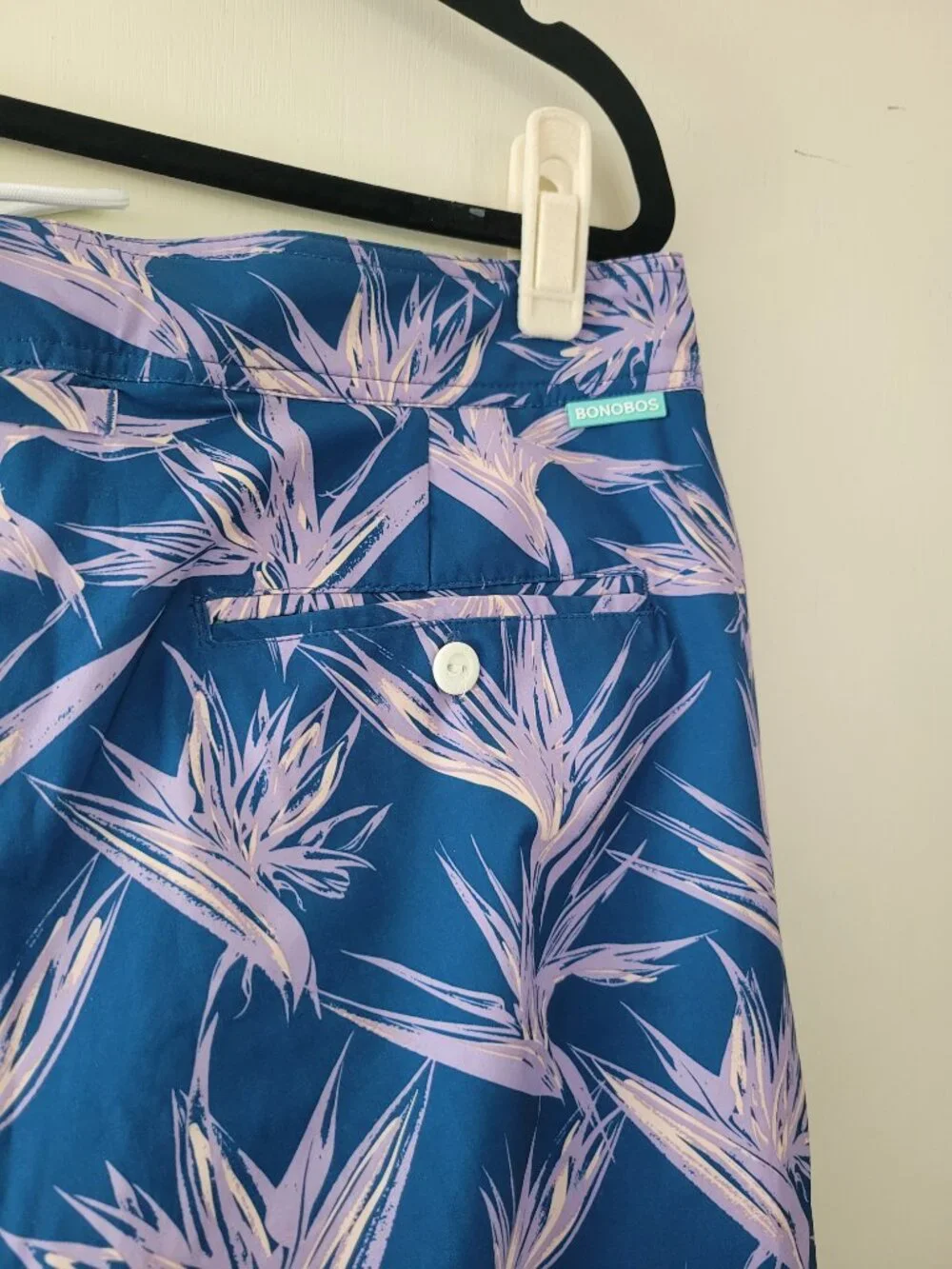 Bonobos 7 Inch Swim Trunks Navy Bird of Paradise Print Men sz 33 Coastal Beach